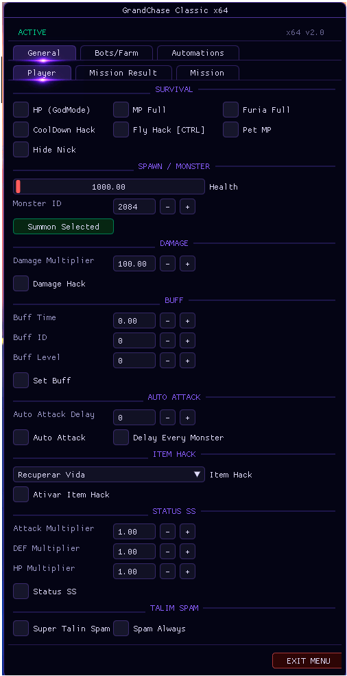 Menu Grand Chase Hack Parte 1
