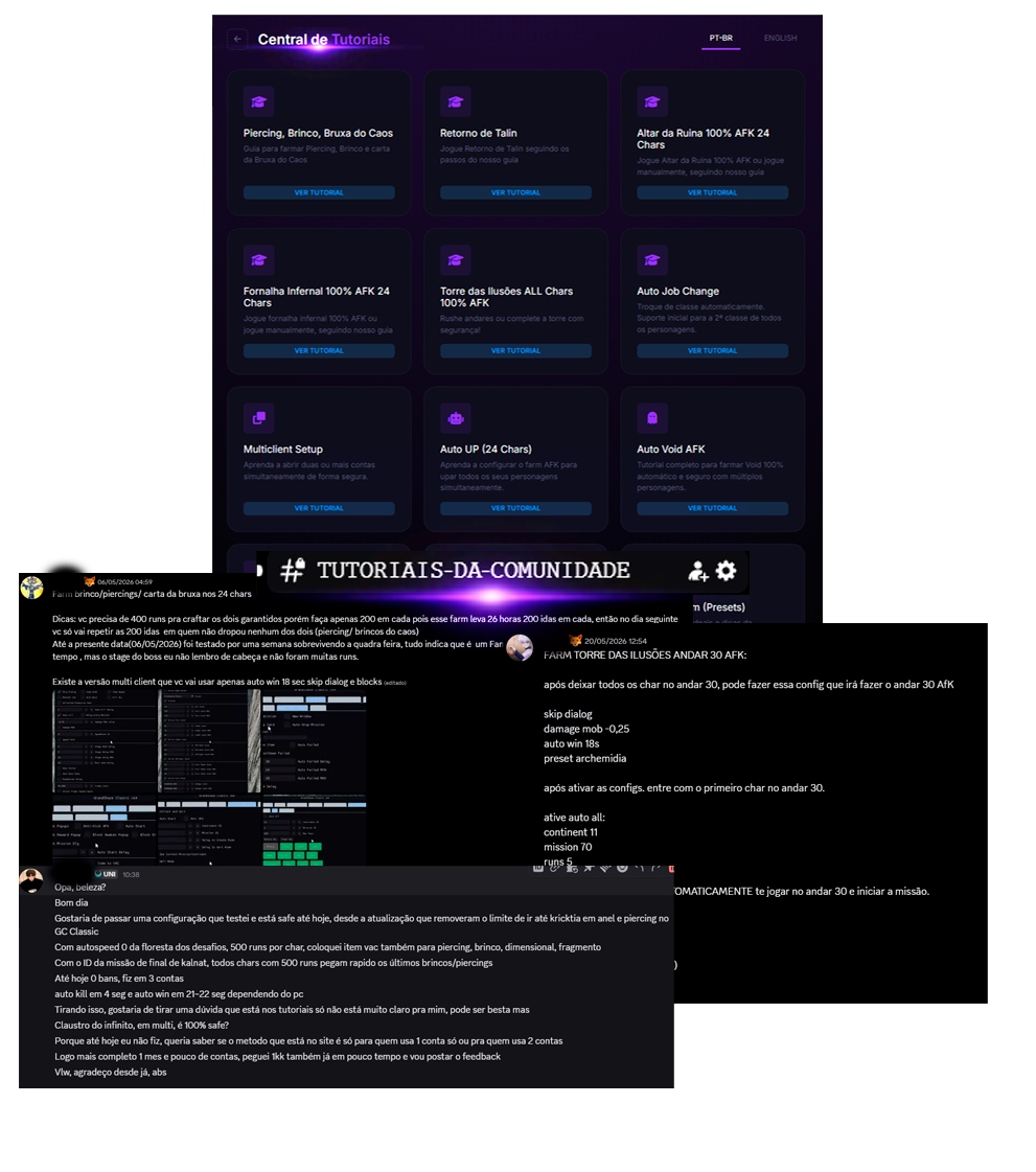 Central de Tutoriais e Tutoriais de Comunidade