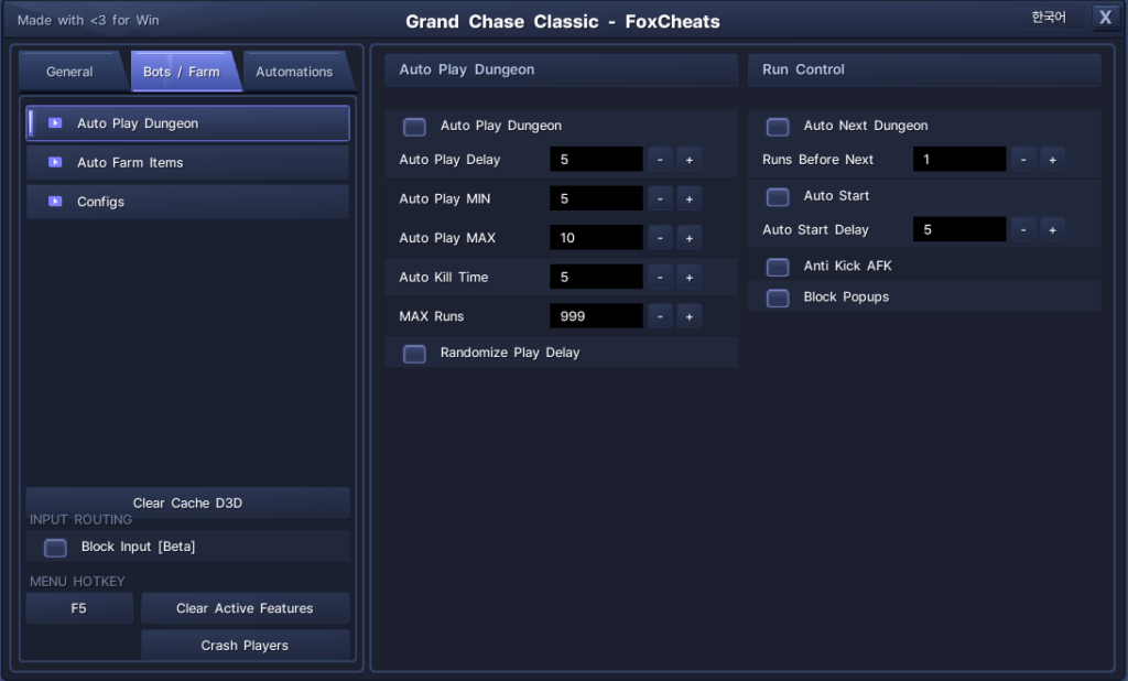 Menu Bots e Farm para Grand Chase