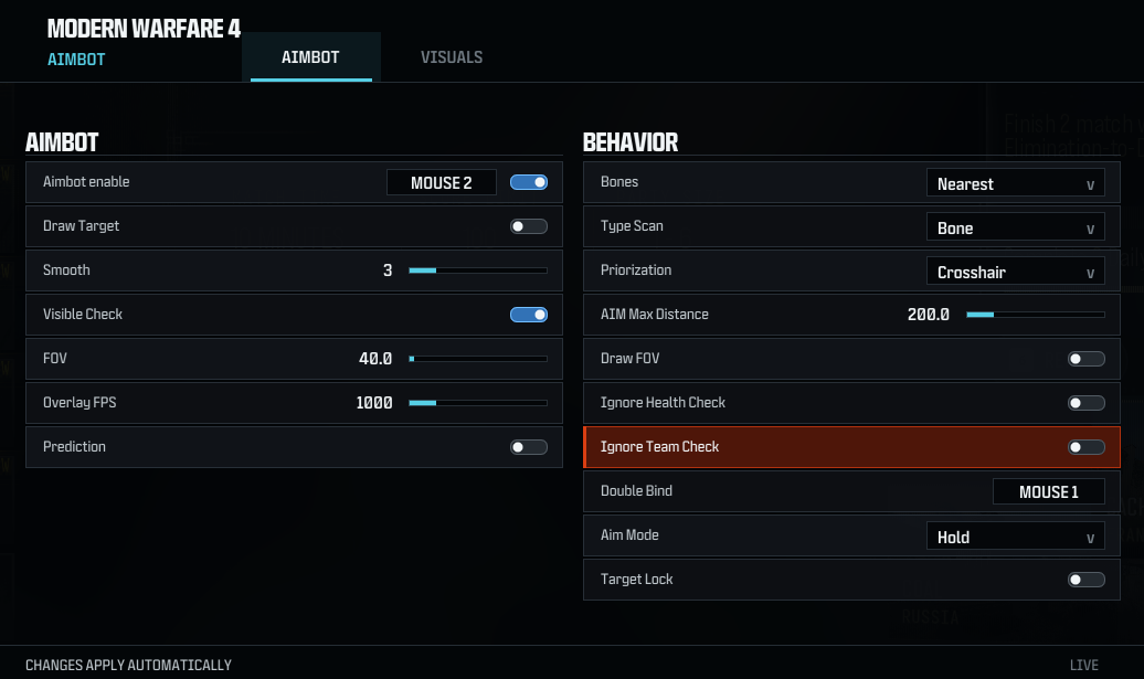 Menu MW4 Aimbot